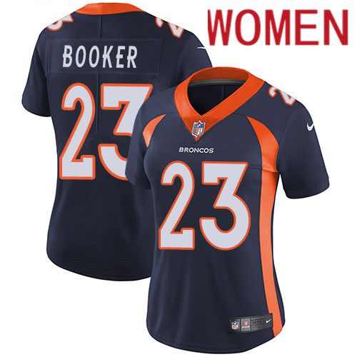 Women Denver Broncos 23 Devontae Booker Navy Blue Nike Vapor Limited NFL Jersey